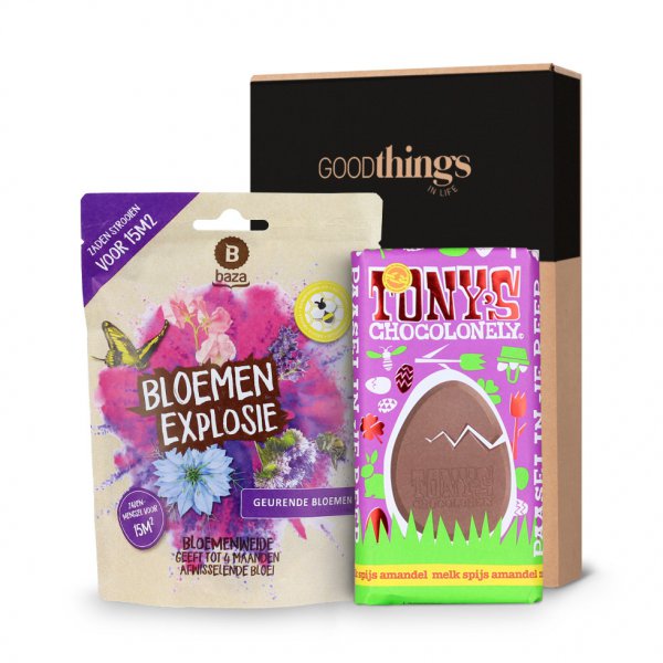 Tony's Chocolonely & Geurende Bloemen (incl. eigen kaartje)